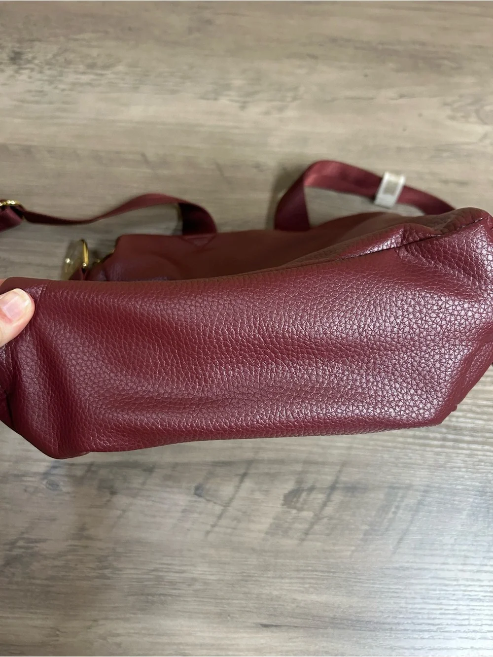Fawn Design Pebbled Crossbody Backpack in Burgundy